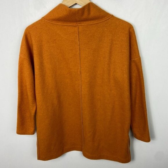 Anthropologie Rib Knit Funnel Neck Sweater Oversized Orange Long Sleeve‎ Boho XS - Picture 12 of 14